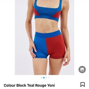 NAGNATA color block teal rouge Yoni athletic shorts | organic cotton